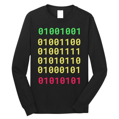Funny Gift For Computer Geek I Love You Binary Code Long Sleeve Shirt