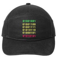 Funny Gift For Computer Geek I Love You Binary Code 7-Panel Snapback Hat