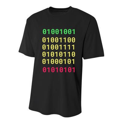 Funny Gift For Computer Geek I Love You Binary Code Youth Performance Sprint T-Shirt