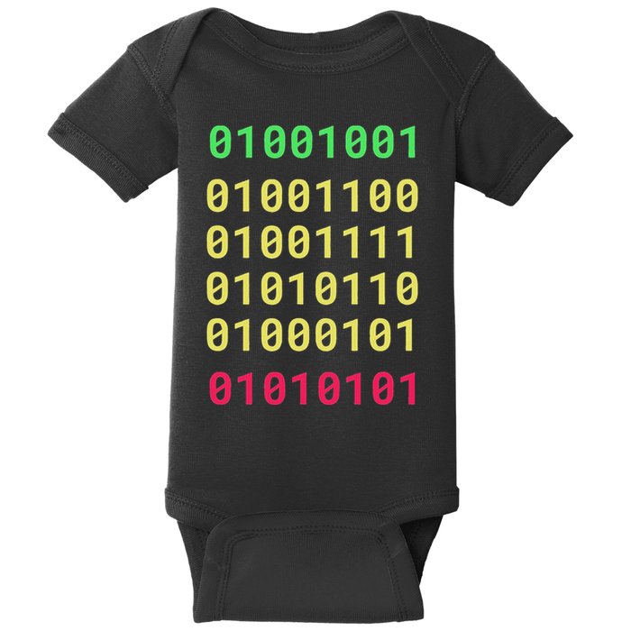 Funny Gift For Computer Geek I Love You Binary Code Baby Bodysuit