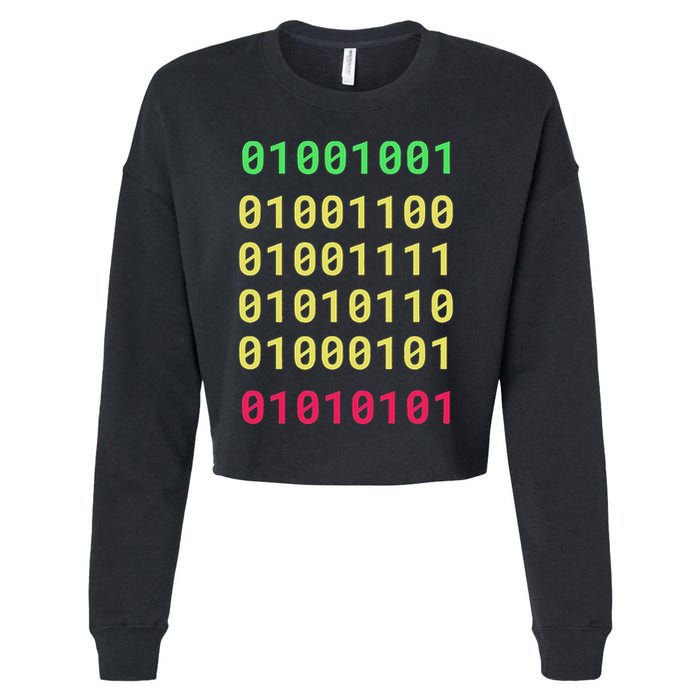 Funny Gift For Computer Geek I Love You Binary Code Cropped Pullover Crew