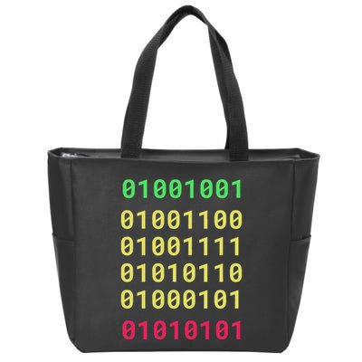 Funny Gift For Computer Geek I Love You Binary Code Zip Tote Bag