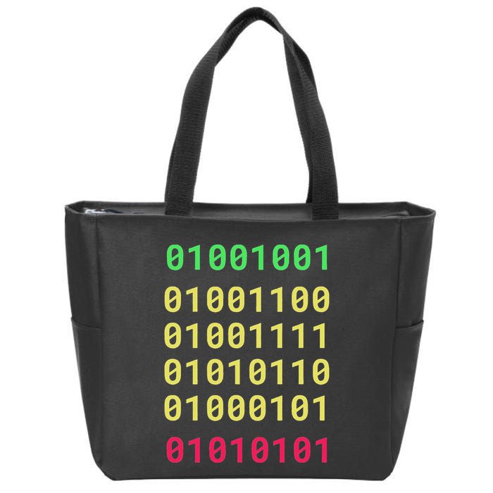 Funny Gift For Computer Geek I Love You Binary Code Zip Tote Bag