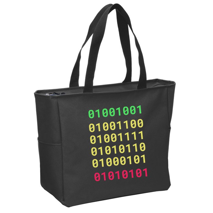 Funny Gift For Computer Geek I Love You Binary Code Zip Tote Bag