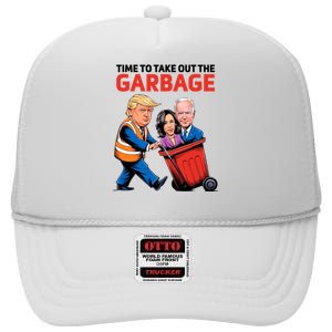 Funny Garbage For Trump 2024 Time To Take Out The Garbage High Crown Mesh Back Trucker Hat