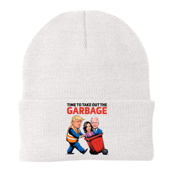 Funny Garbage For Trump 2024 Time To Take Out The Garbage Knit Cap Winter Beanie