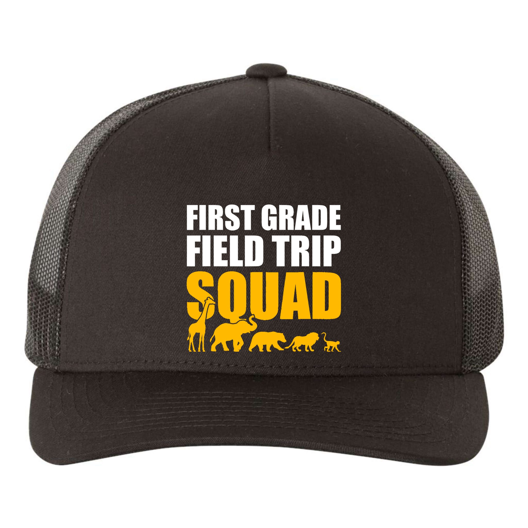 First Grade Field Trip Squad 1st Grade Zoo Crew Safari Yupoong Adult 5-Panel Trucker Hat