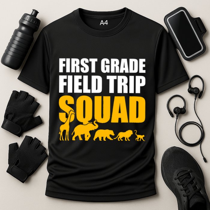 First Grade Field Trip Squad 1st Grade Zoo Crew Safari Cooling Performance Crew T-Shirt