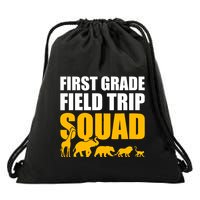 First Grade Field Trip Squad 1st Grade Zoo Crew Safari Drawstring Bag