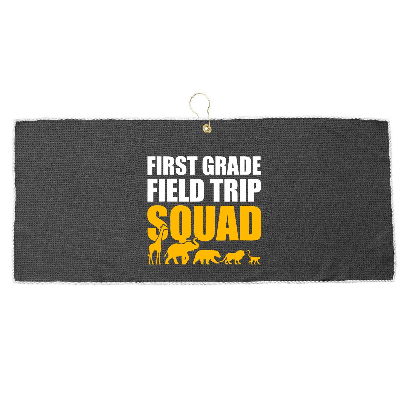First Grade Field Trip Squad 1st Grade Zoo Crew Safari Large Microfiber Waffle Golf Towel