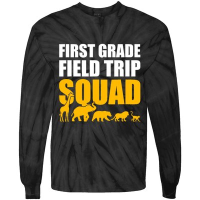 First Grade Field Trip Squad 1st Grade Zoo Crew Safari Tie-Dye Long Sleeve Shirt