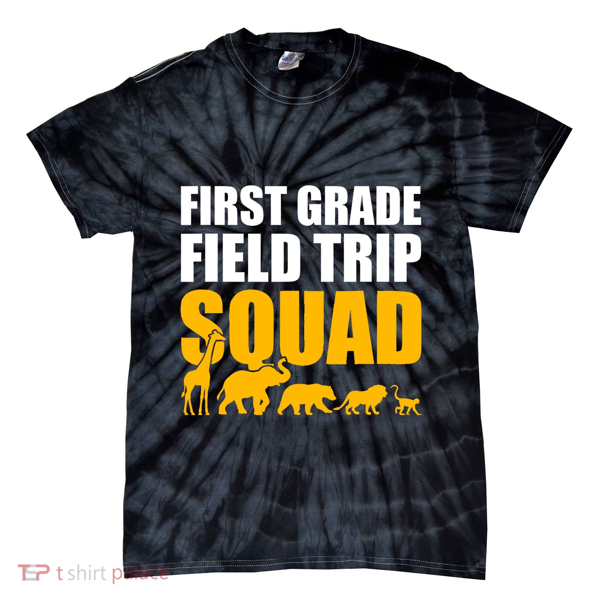 First Grade Field Trip Squad 1st Grade Zoo Crew Safari Tie-Dye T-Shirt