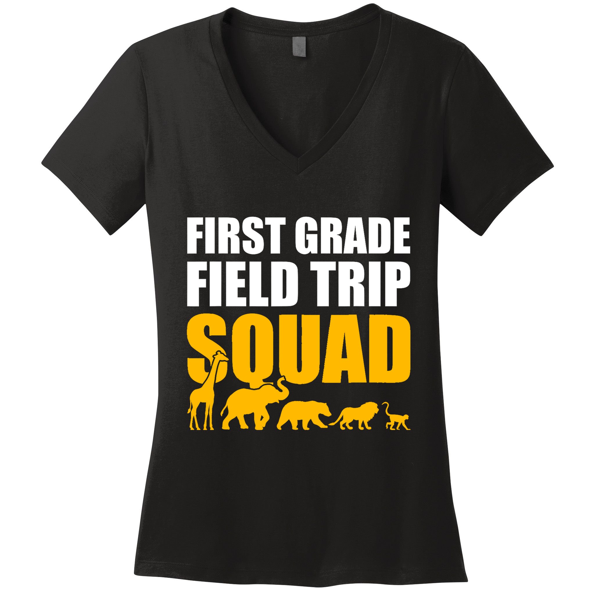 First Grade Field Trip Squad 1st Grade Zoo Crew Safari Women's V-Neck T-Shirt