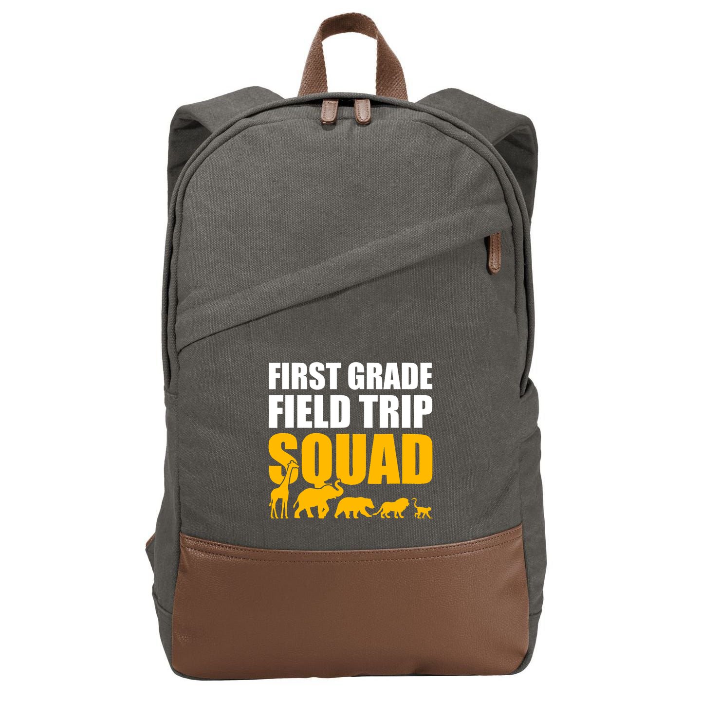 First Grade Field Trip Squad 1st Grade Zoo Crew Safari Cotton Canvas Backpack