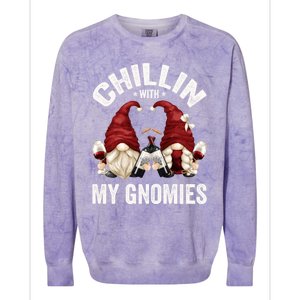 Funny Gnome For Wine Lover Who Loves Chillin With My Gnomies Great Gift Colorblast Crewneck Sweatshirt