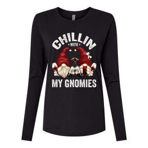 Funny Gnome For Wine Lover Who Loves Chillin With My Gnomies Great Gift Womens Cotton Relaxed Long Sleeve T-Shirt