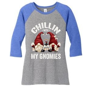 Funny Gnome For Wine Lover Who Loves Chillin With My Gnomies Great Gift Women's Tri-Blend 3/4-Sleeve Raglan Shirt