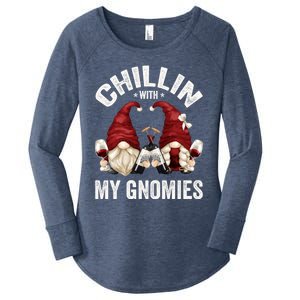 Funny Gnome For Wine Lover Who Loves Chillin With My Gnomies Great Gift Women's Perfect Tri Tunic Long Sleeve Shirt