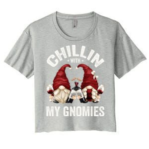 Funny Gnome For Wine Lover Who Loves Chillin With My Gnomies Great Gift Women's Crop Top Tee