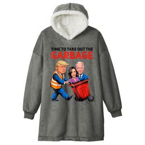 Funny Garbage For Trump 2024 Time To Take Out The Garbage Hooded Wearable Blanket