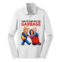 Funny Garbage For Trump 2024 Time To Take Out The Garbage Silk Touch Performance Long Sleeve Polo