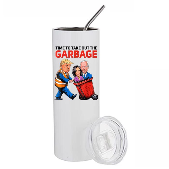 Funny Garbage For Trump 2024 Time To Take Out The Garbage Stainless Steel Tumbler