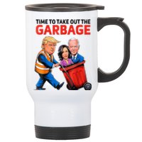 Funny Garbage For Trump 2024 Time To Take Out The Garbage Stainless Steel Travel Mug