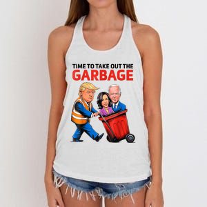 Funny Garbage For Trump 2024 Time To Take Out The Garbage Women's Knotted Racerback Tank