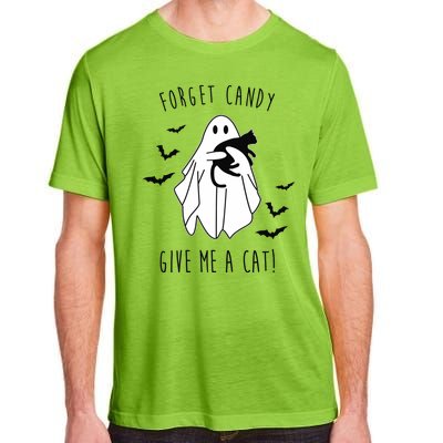 Funny Ghost Forget Candy Give Me A Cat Halloween Adult ChromaSoft Performance T-Shirt