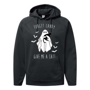 Funny Ghost Forget Candy Give Me A Cat Halloween Performance Fleece Hoodie