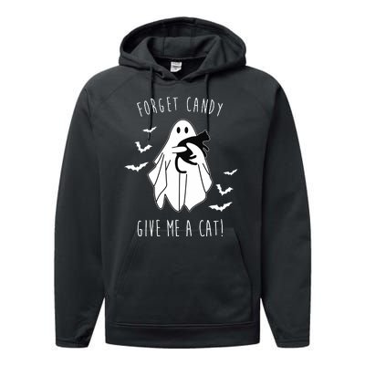 Funny Ghost Forget Candy Give Me A Cat Halloween Performance Fleece Hoodie