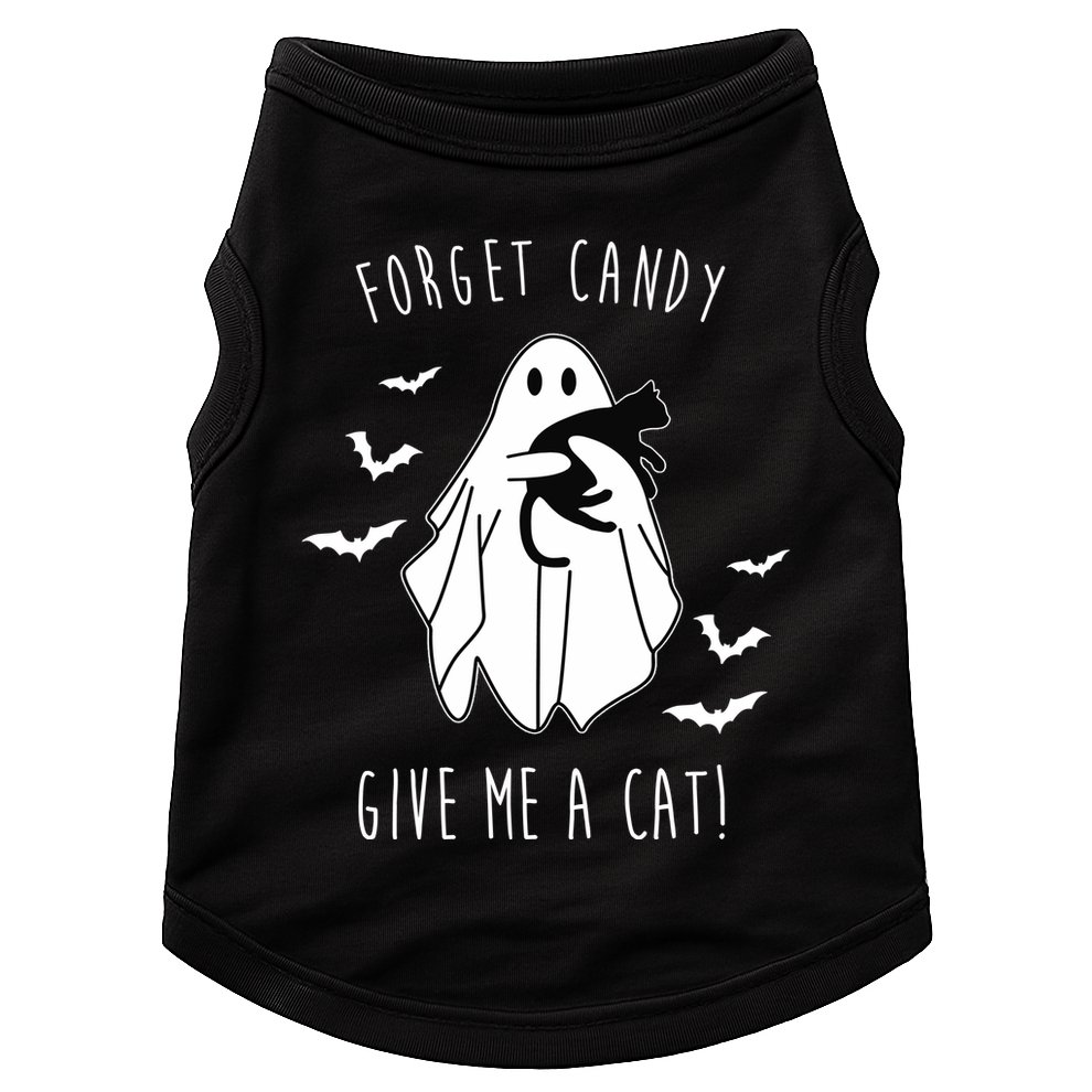 Funny Ghost Forget Candy Give Me A Cat Halloween Doggie Tank