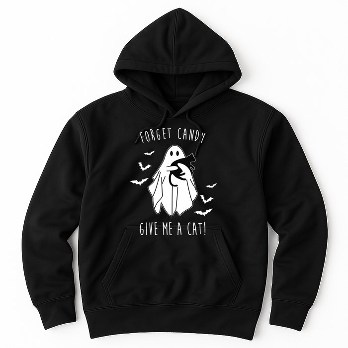 Funny Ghost Forget Candy Give Me A Cat Halloween Hoodie