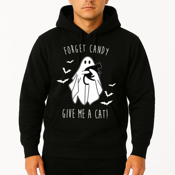 Funny Ghost Forget Candy Give Me A Cat Halloween Hoodie