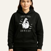 Funny Ghost Forget Candy Give Me A Cat Halloween Hoodie