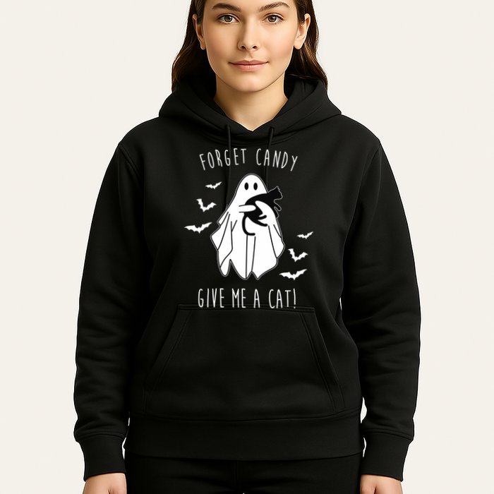 Funny Ghost Forget Candy Give Me A Cat Halloween Hoodie