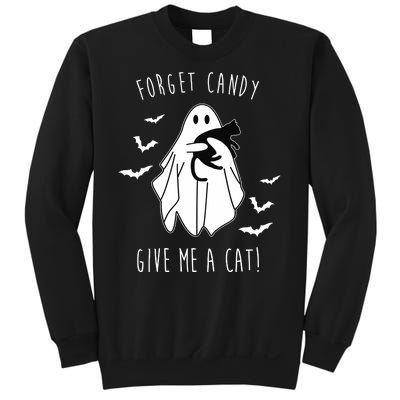 Funny Ghost Forget Candy Give Me A Cat Halloween Sweatshirt