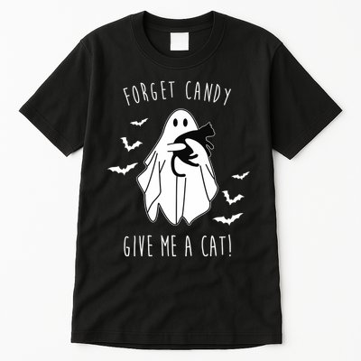 Funny Ghost Forget Candy Give Me A Cat Halloween Tall T-Shirt