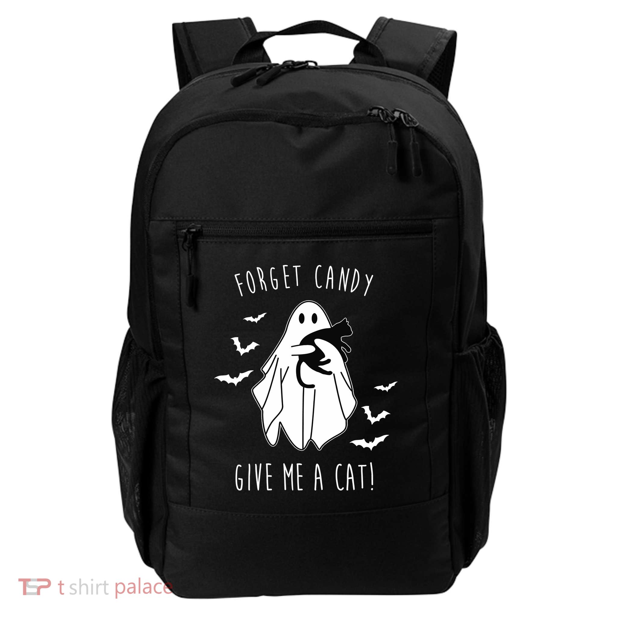 Funny Ghost Forget Candy Give Me A Cat Halloween Daily Commute Backpack