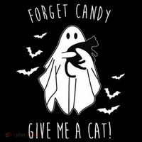 Funny Ghost Forget Candy Give Me A Cat Halloween Sustainable Bucket Hat