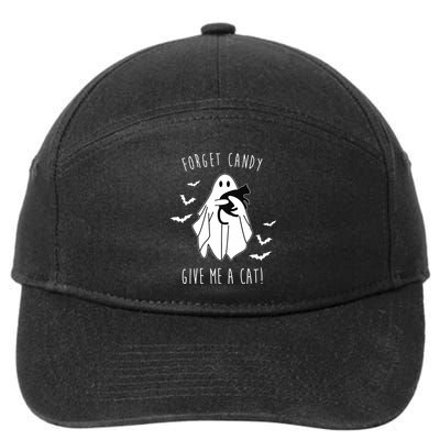 Funny Ghost Forget Candy Give Me A Cat Halloween 7-Panel Snapback Hat