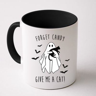 Funny Ghost Forget Candy Give Me A Cat Halloween Mug