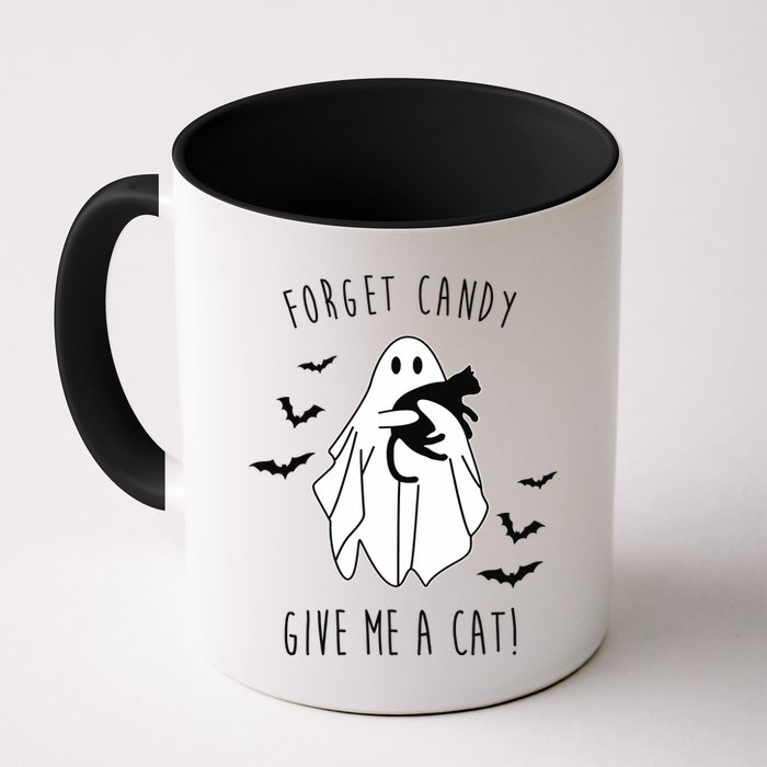 Funny Ghost Forget Candy Give Me A Cat Halloween Mug