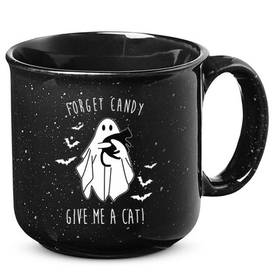 Funny Ghost Forget Candy Give Me A Cat Halloween 15oz Campfire Ceramic Mug