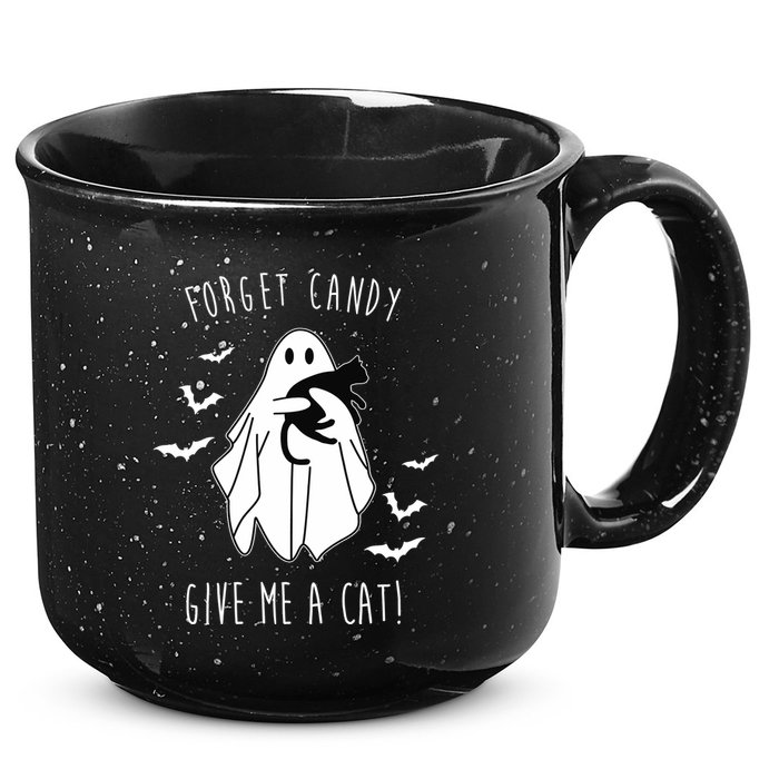 Funny Ghost Forget Candy Give Me A Cat Halloween 15oz Campfire Ceramic Mug