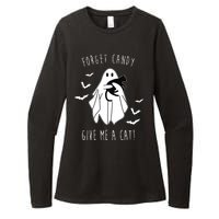 Funny Ghost Forget Candy Give Me A Cat Halloween Womens CVC Long Sleeve Shirt