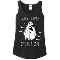 Funny Ghost Forget Candy Give Me A Cat Halloween Ladies Essential Tank