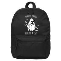 Funny Ghost Forget Candy Give Me A Cat Halloween 16 in Basic Backpack