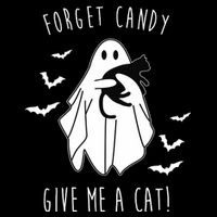 Funny Ghost Forget Candy Give Me A Cat Halloween 16 in Basic Backpack