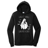 Funny Ghost Forget Candy Give Me A Cat Halloween Women's Pullover Hoodie